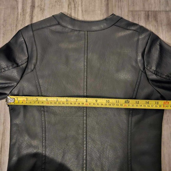New Woman Design Vegan Leather Zip up Jacket - Picture 3 of 6